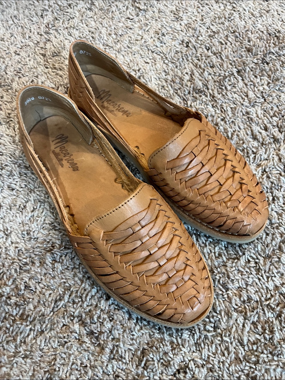 Woven Leather Slip-On Loafers in Tan